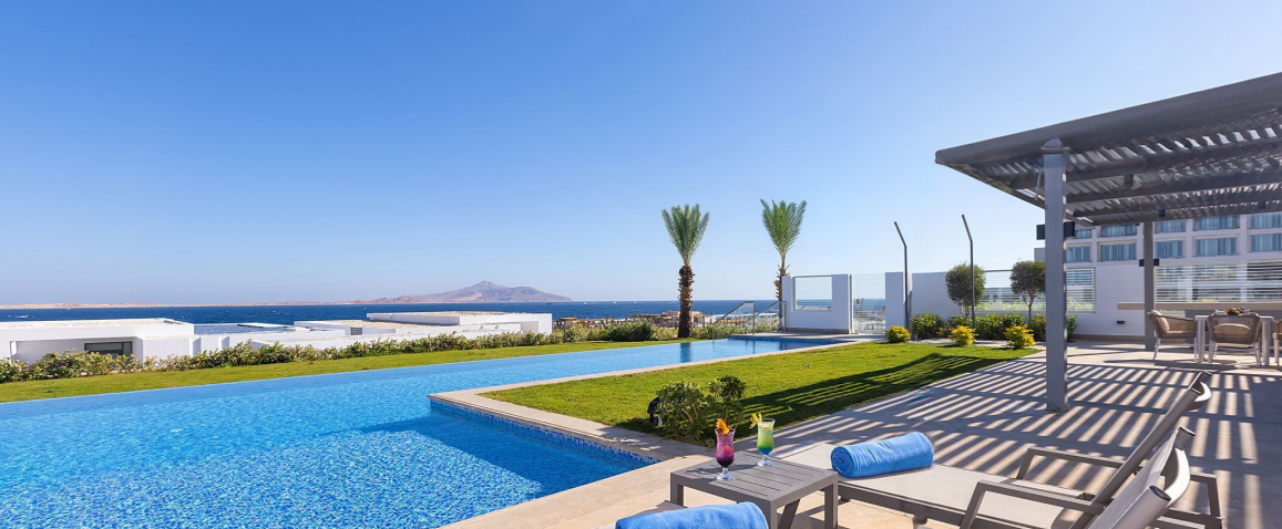 Widok z willi w hotelu Club Prive By Rixos Sharm El Shekih.